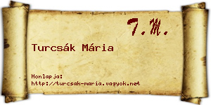 Turcsák Mária névjegykártya